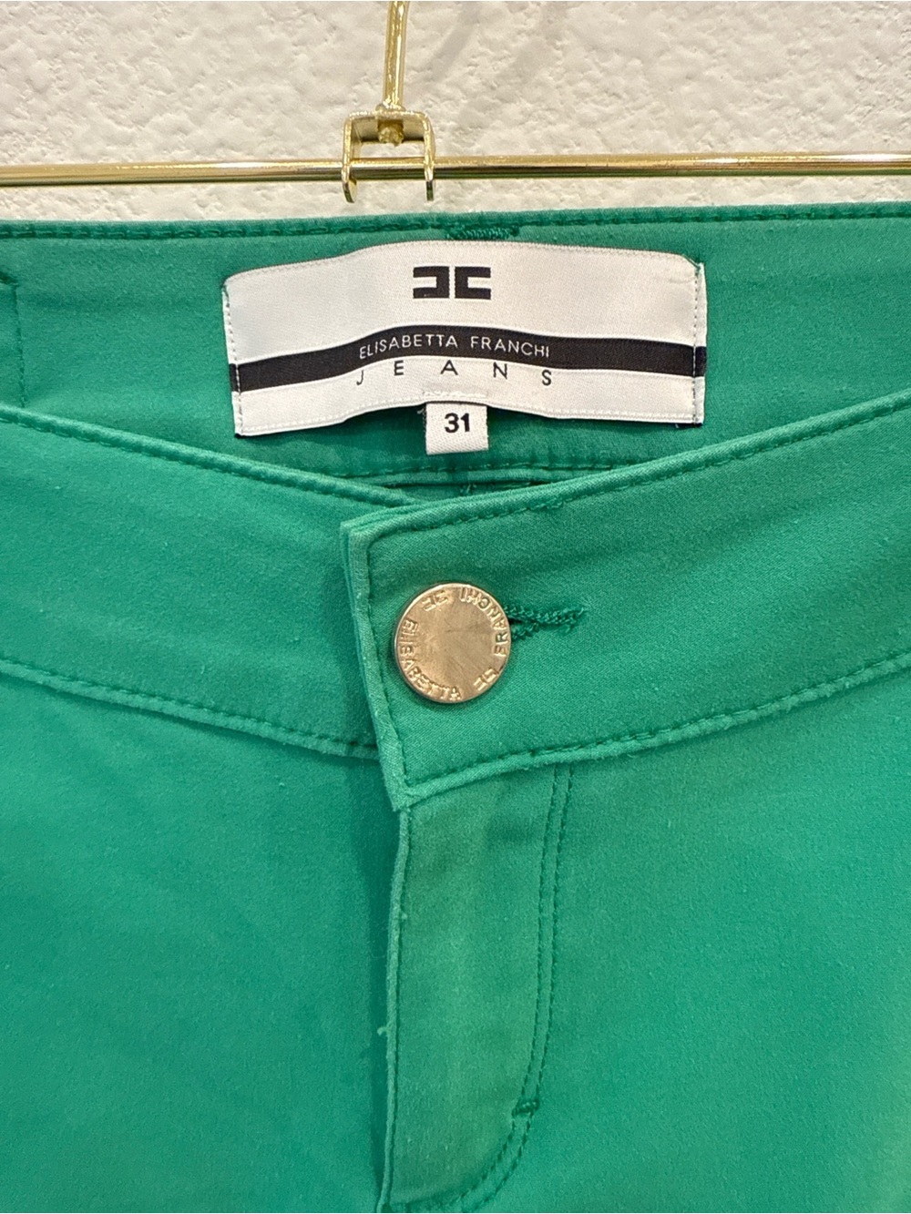 Elisabetta Franchi Jeans Green Cropped Skinny Pants Italy Women’s 31 Designer - Picture 3 of 7